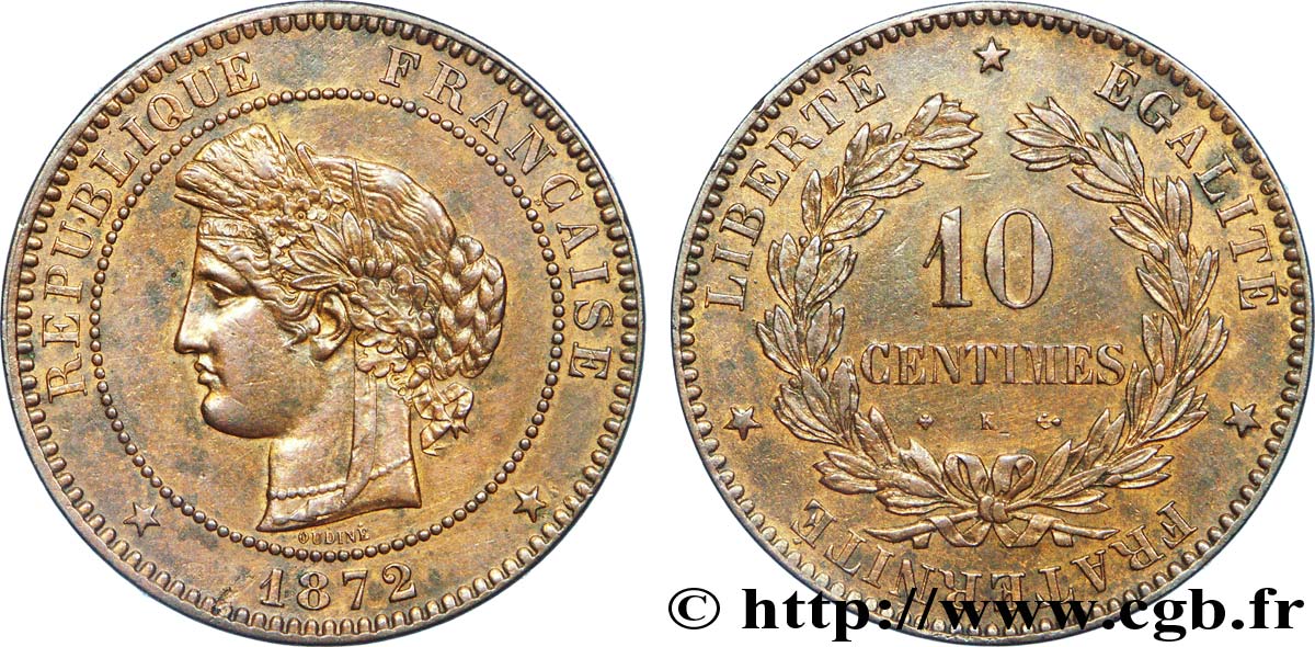 10 centimes Cérès 1872 Bordeaux F.135/9 TTB 