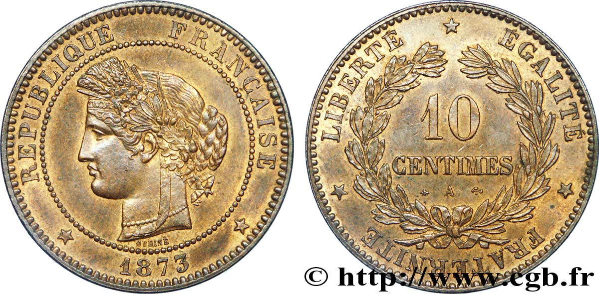10 centimes Cérès 1873 Paris F.135/10 SPL 