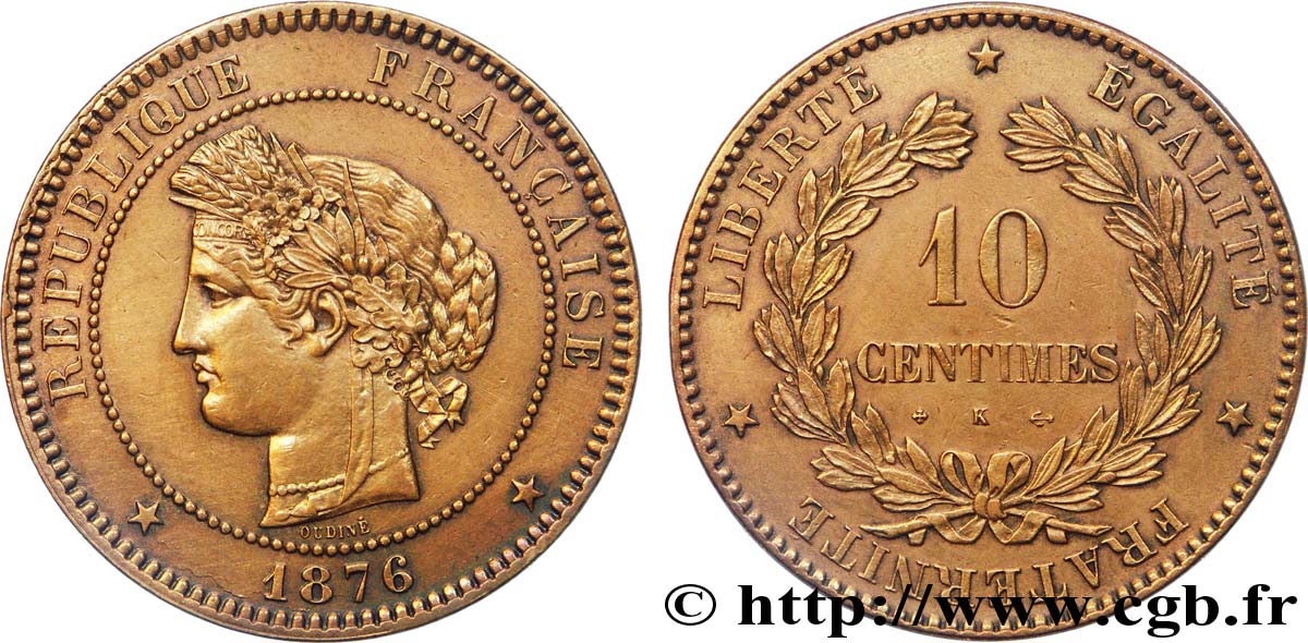 10 centimes Cérès 1876 Bordeaux F.135/17 TTB+ 