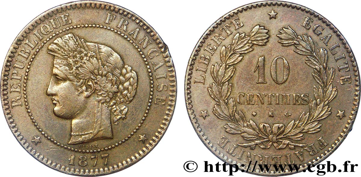 10 centimes Cérès 1877 Bordeaux F.135/19 MBC 