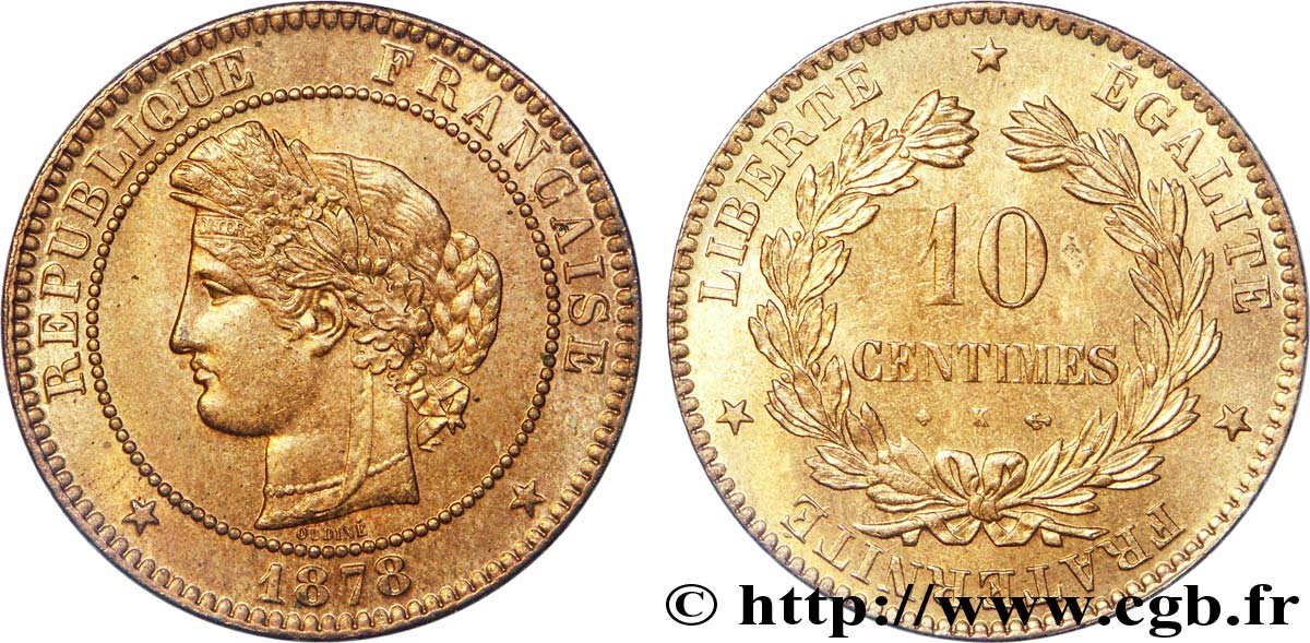 10 centimes Cérès 1878 Bordeaux F.135/21 VZ 