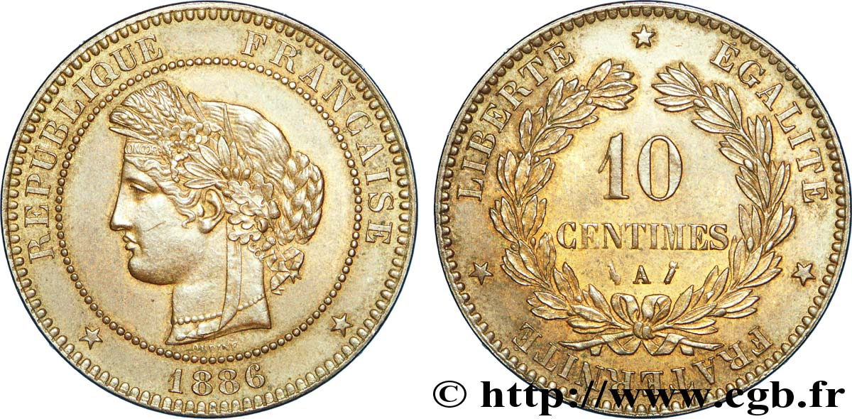 10 centimes Cérès 1886 Paris F.135/30 XF 