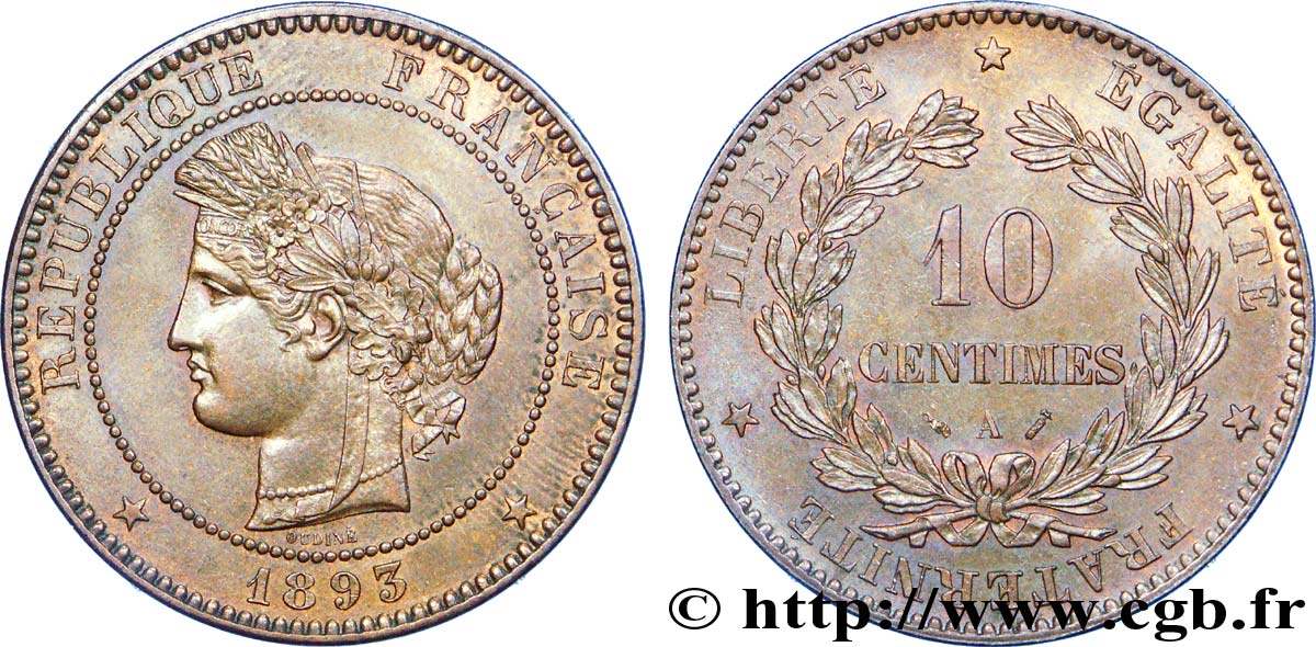 10 centimes Cérès 1893 Paris F.135/38 VZ 