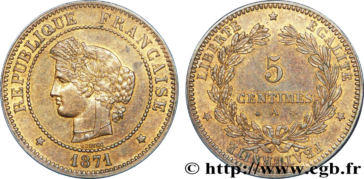 5 centimes Cérès 1871  Paris F.118/2 EBC 