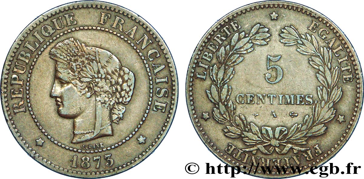 5 centimes Cérès 1873 Paris F.118/7 XF 