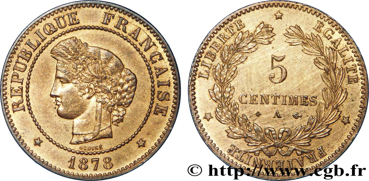 5 centimes Cérès 1878  Paris F.118/17 VZ 