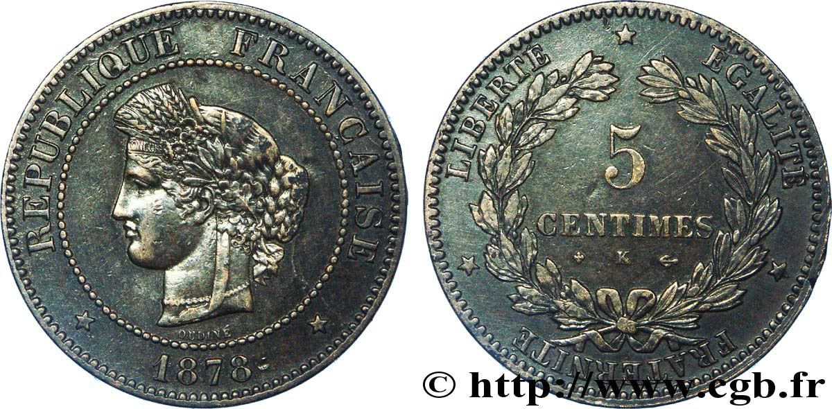 5 centimes Cérès 1878 Bordeaux F.118/18 MBC 