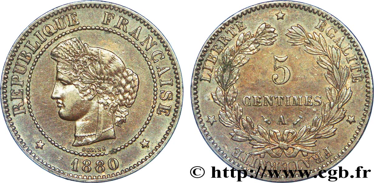 5 centimes Cérès 1880 Paris F.118/21 MBC 
