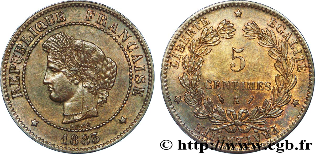 5 centimes Cérès 1883 Paris F.118/24 SPL 