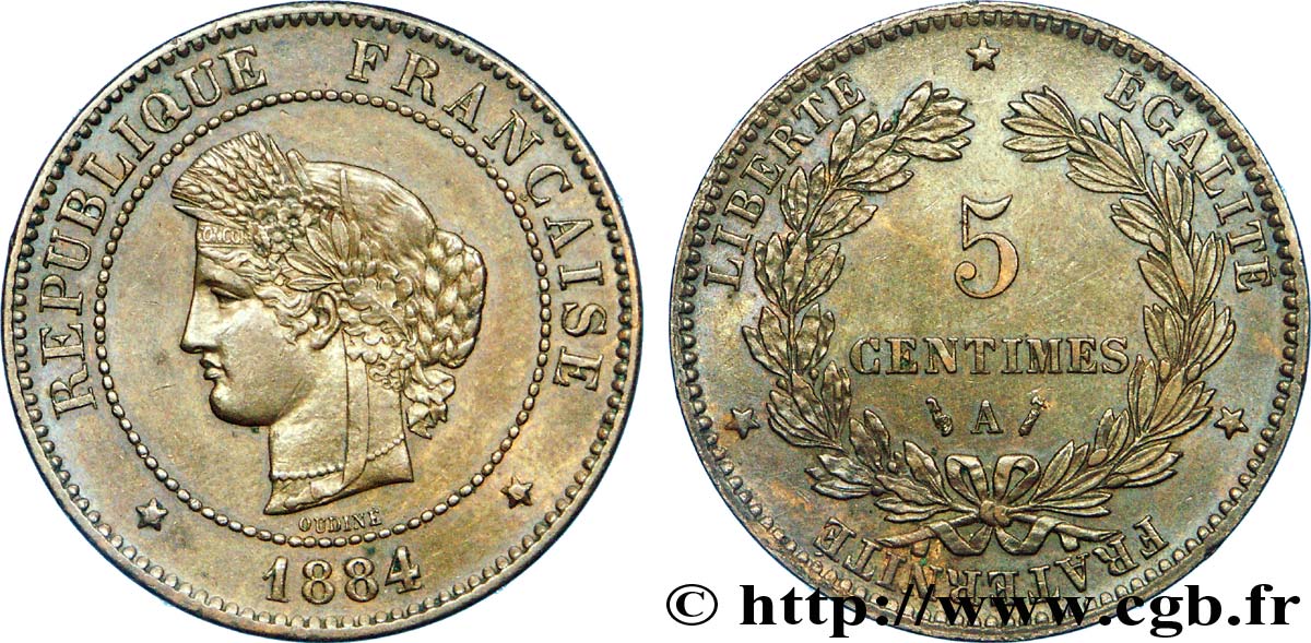 5 centimes Cérès 1884 Paris F.118/26 BB 