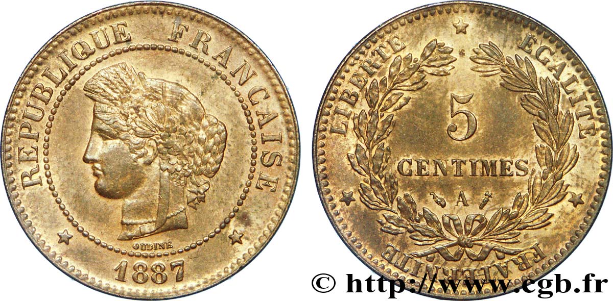5 centimes Cérès 1887 Paris F.118/29 EBC 