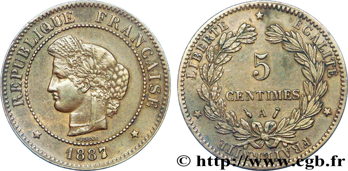 5 centimes Cérès 1887 Paris F.118/29 TTB 