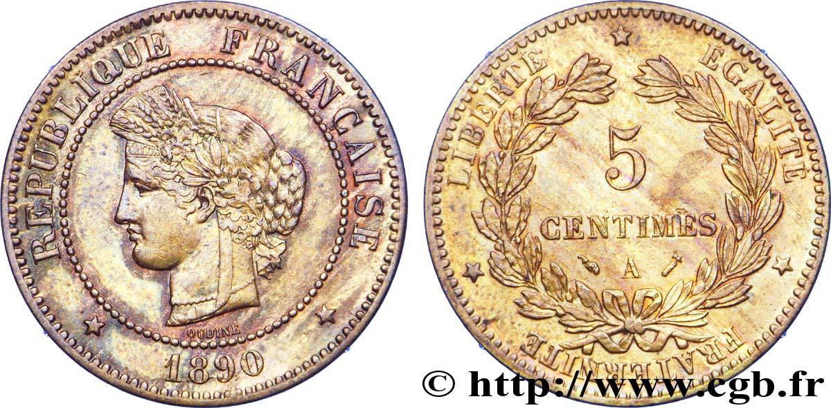 5 centimes Cérès 1890 Paris F.118/32 VZ 