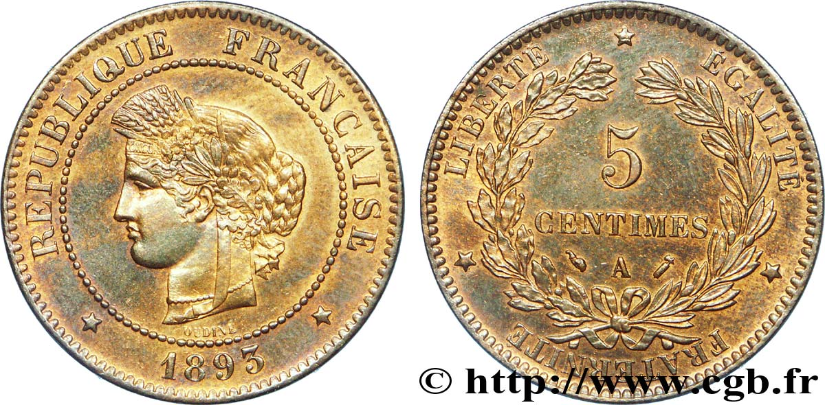 5 centimes Cérès 1893 Paris F.118/35 VZ 