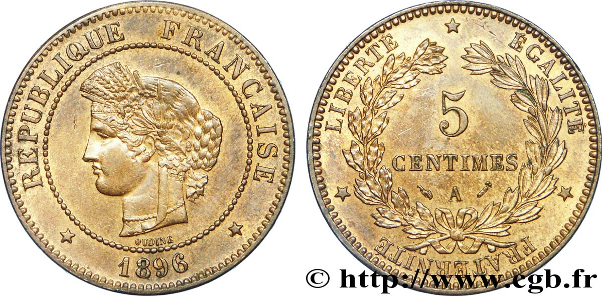 5 centimes Cérès, différent faisceau 1896 Paris F.118/37 AU 