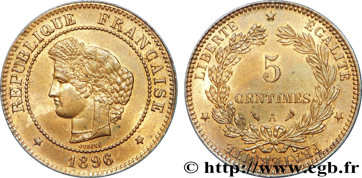 5 centimes Cérès, différent torche 1896 Paris F.118/38 EBC 