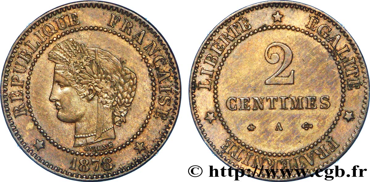 2 centimes Cérès 1878 Paris F.109/3 XF 