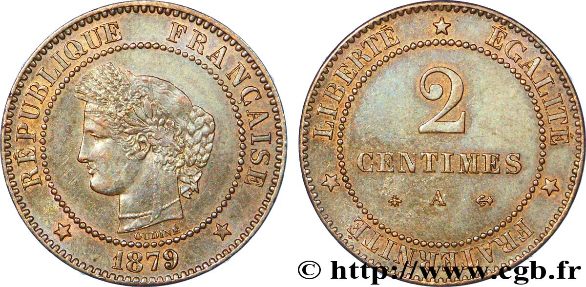2 centimes Cérès 1879 Paris F.109/6 AU 