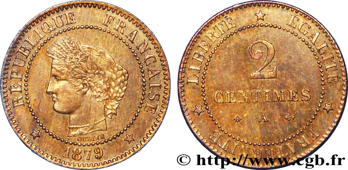 2 centimes Cérès 1879 Paris F.109/6 EBC 