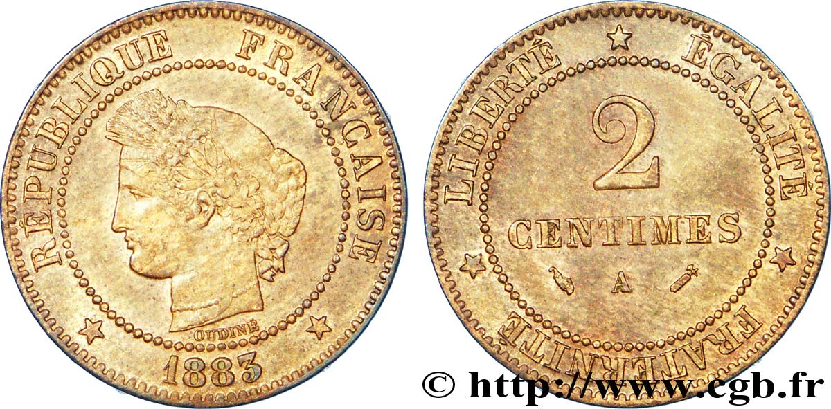 2 centimes Cérès 1883 Paris F.109/8 VZ 