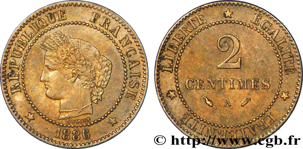 2 centimes Cérès 1886 Paris F.109/12 SS 