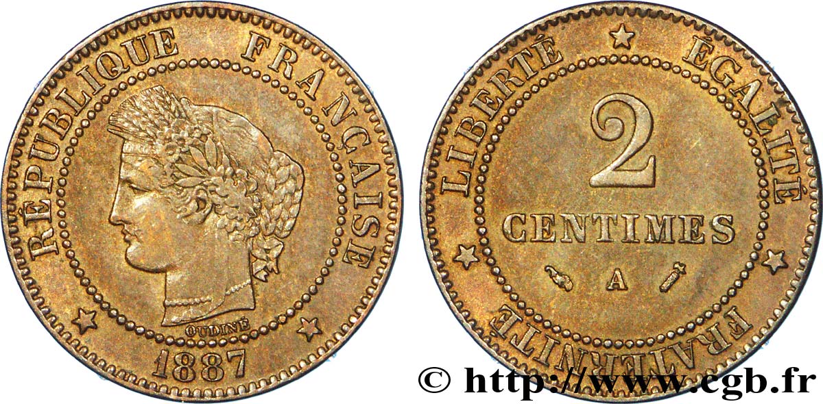 2 centimes Cérès 1887 Paris F.109/13 MBC 