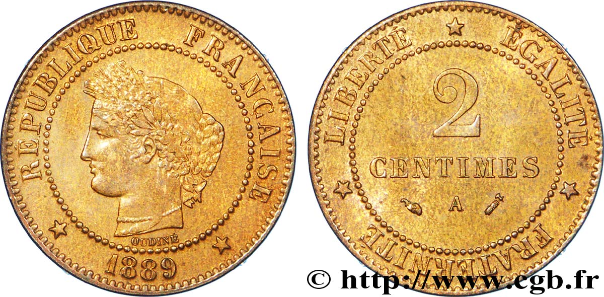 2 centimes Cérès 1889 Paris F.109/15 SUP 