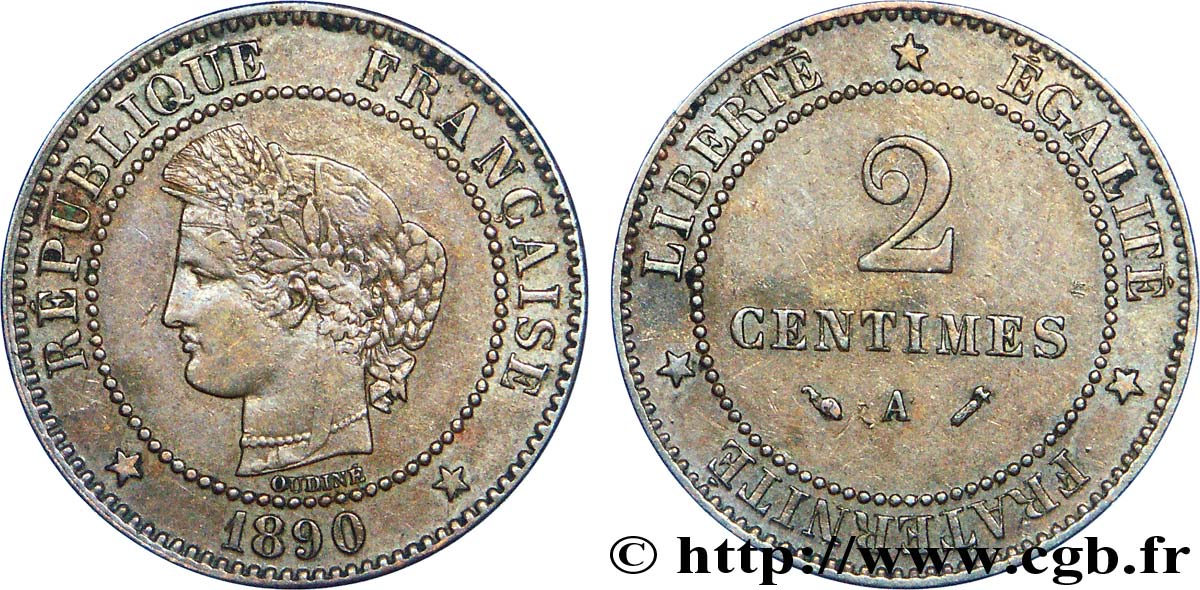 2 centimes Cérès 1890 Paris F.109/16 MBC 