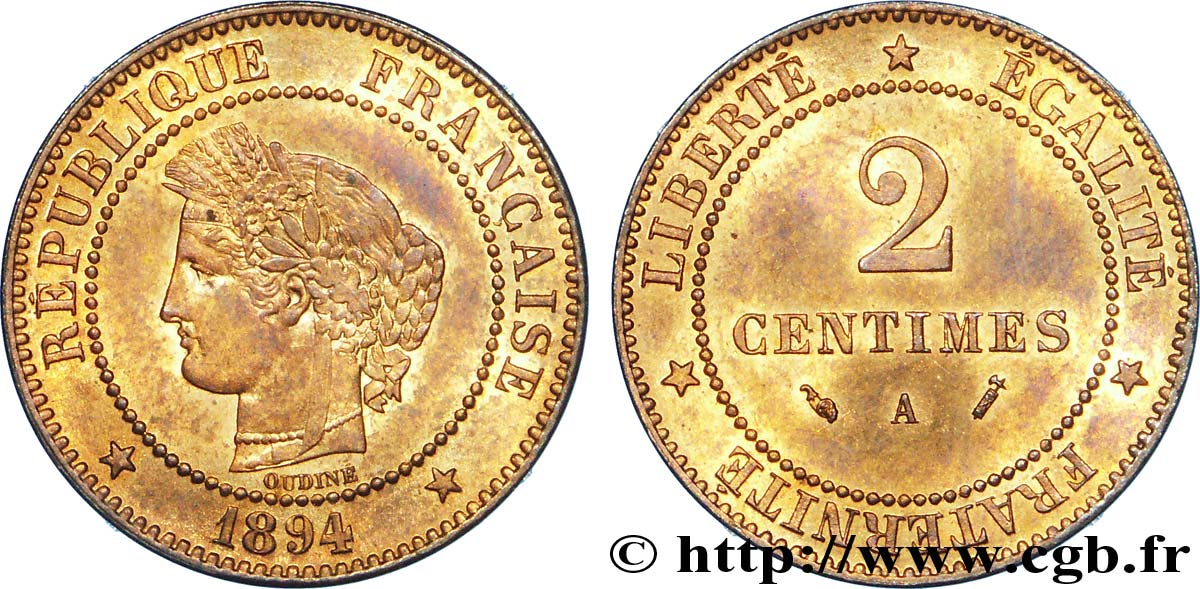 2 centimes Cérès 1894 Paris F.109/20 EBC 