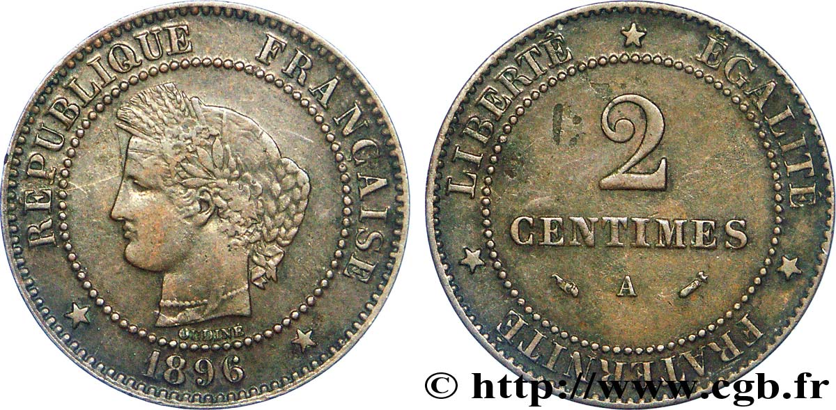 2 centimes Cérès 1896 Paris F.109/22 MBC 