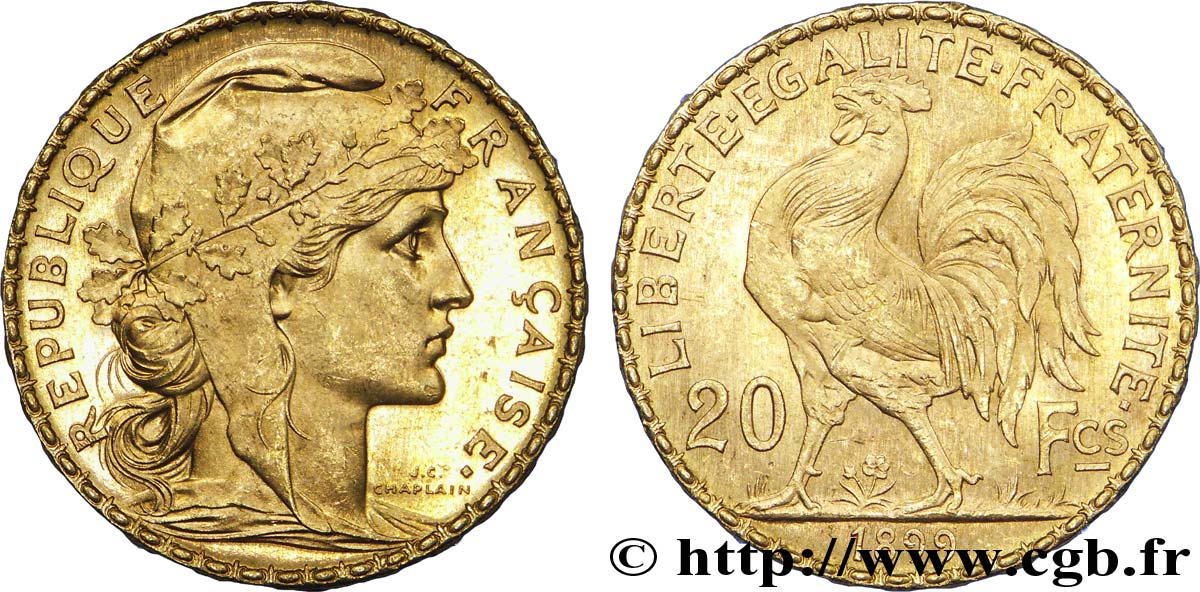 20 francs or Coq, Dieu protège la France 1899  F.534/2 EBC 