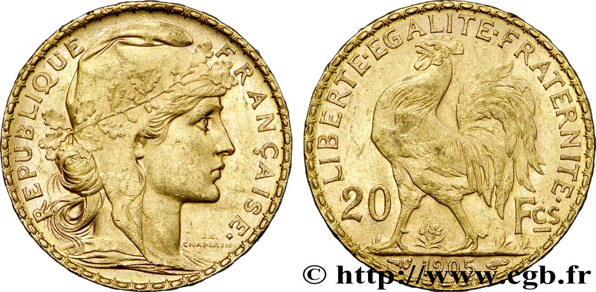 20 francs or Coq, Dieu protège la France 1905  F.534/10 SUP 