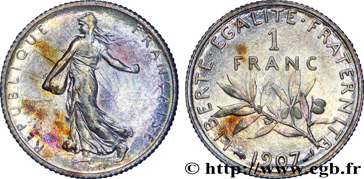 1 franc Semeuse 1907  F.217/12 EBC 