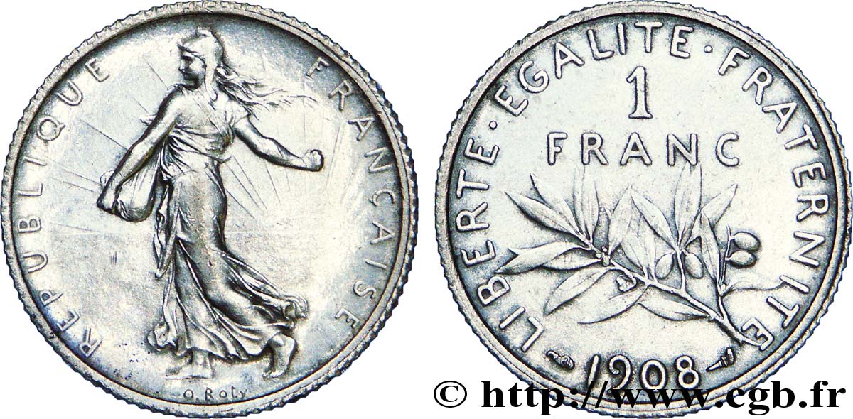 1 franc Semeuse 1908  F.217/13 SS 