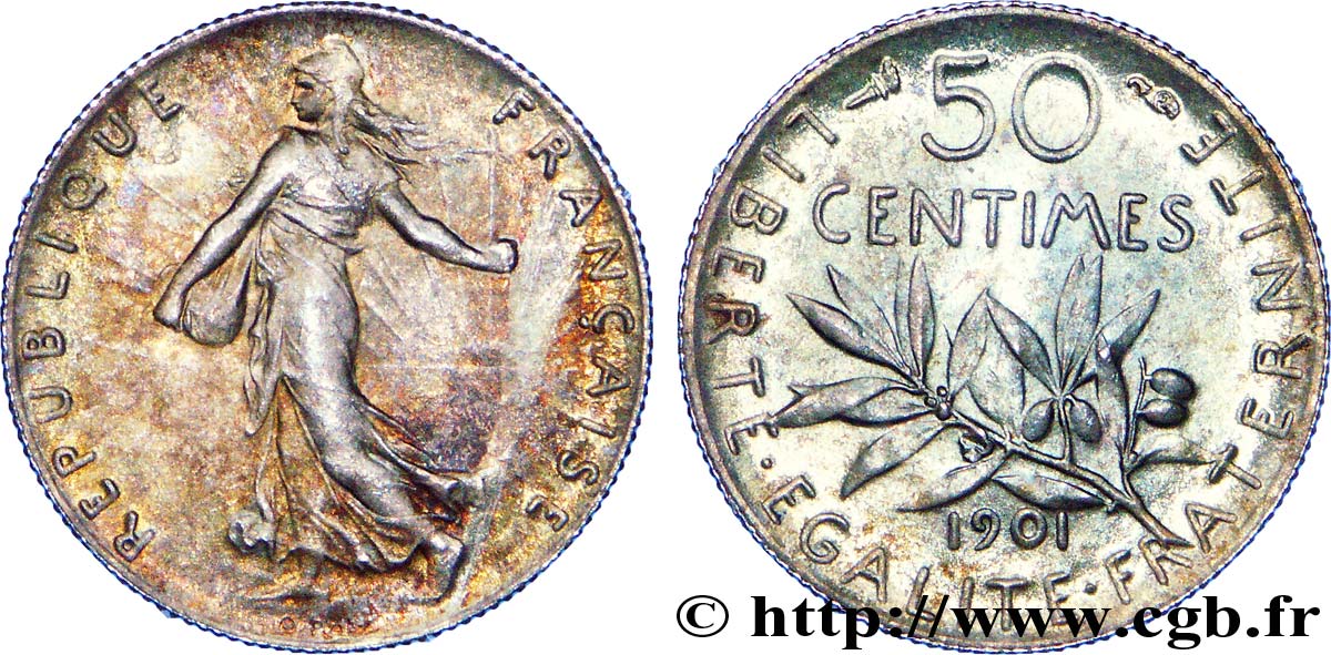 50 centimes Semeuse 1901  F.190/8 EBC 