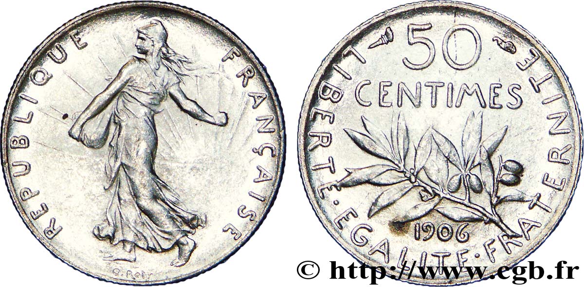 50 centimes Semeuse 1906  F.190/13 VZ 