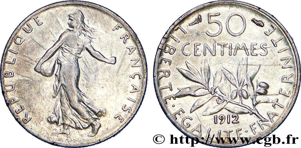 50 centimes Semeuse 1912  F.190/19 XF 