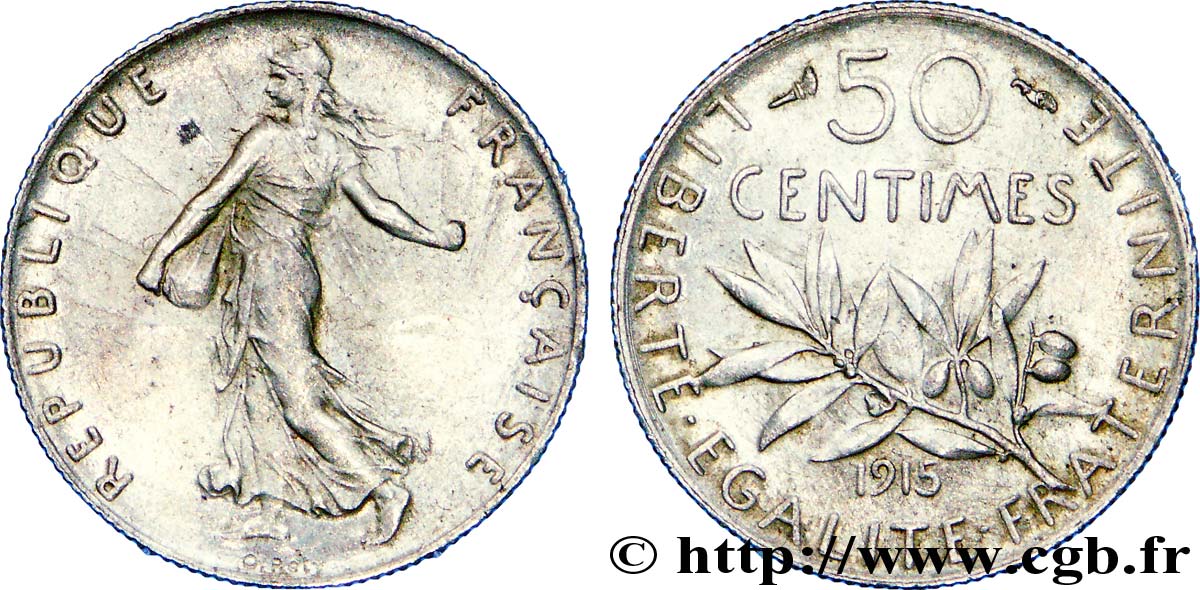 50 centimes Semeuse 1915  F.190/22 AU 