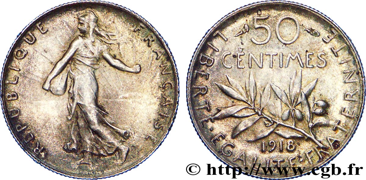 50 centimes Semeuse 1918  F.190/25 EBC 