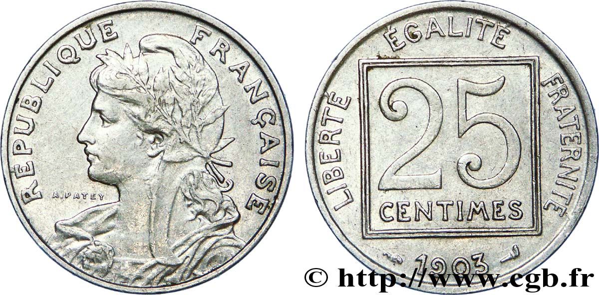 25 centimes Patey, 1er type 1903  F.168/3 BB 