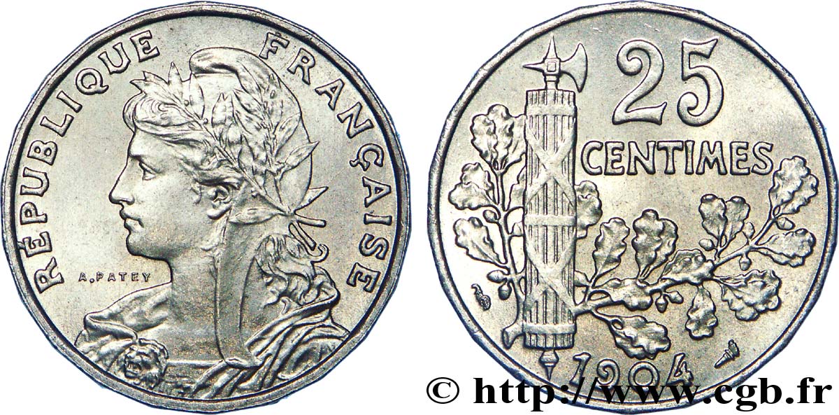25 centimes Patey, 2e type 1904  F.169/2 EBC 