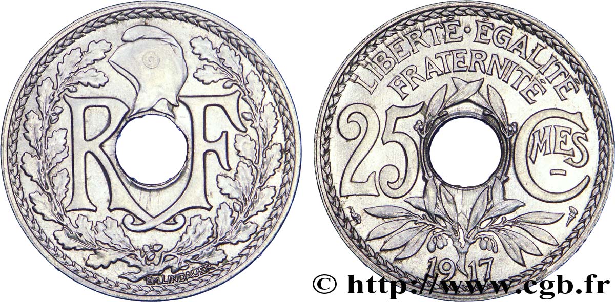25 centimes Lindauer, Cmes souligné 1917  F.170/5 VZ 