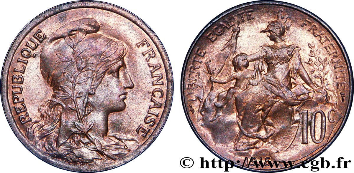 10 centimes Daniel-Dupuis, listel large 1915  F.136/25 SPL 