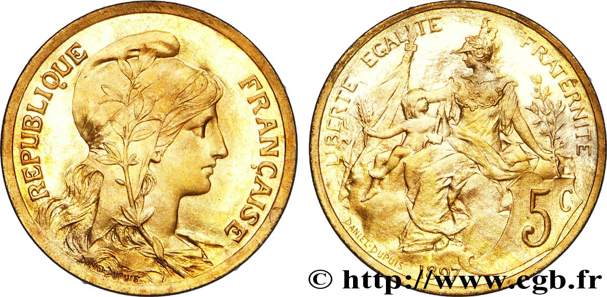 Pré-série de 5 centimes Daniel-Dupuis 1897  F.119/1 FDC 