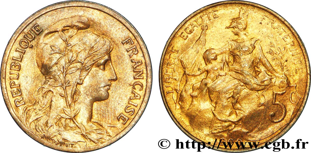 5 centimes Daniel-Dupuis 1900  F.119/9 SPL 