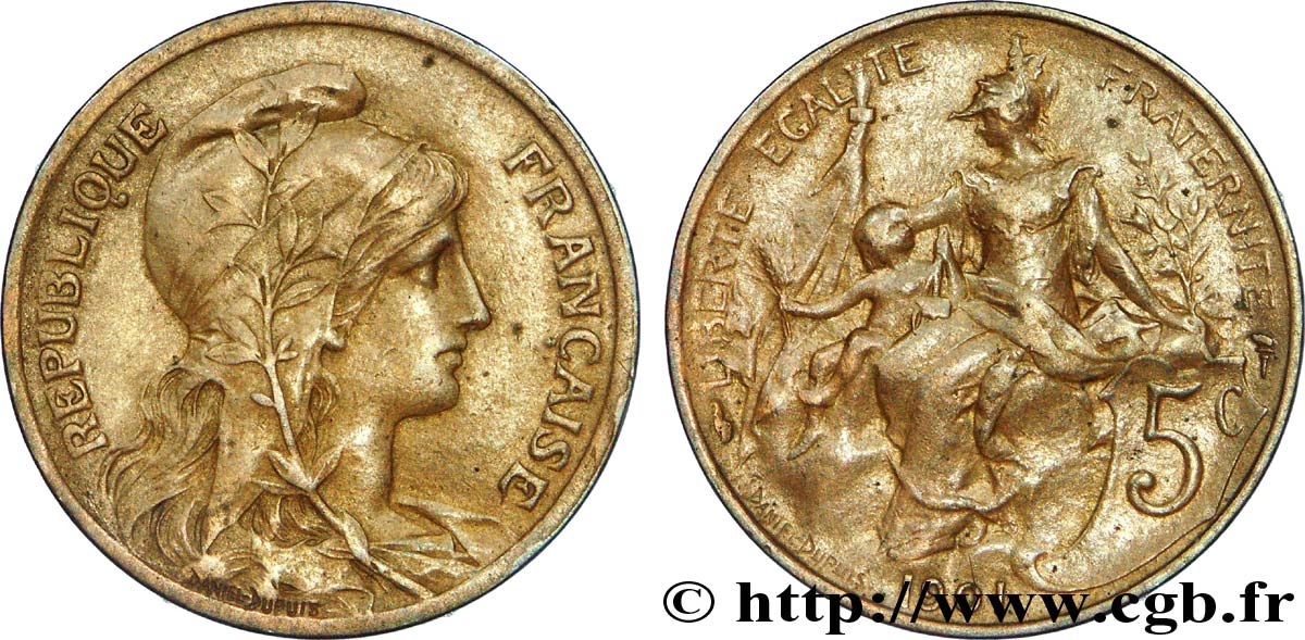 5 centimes Daniel-Dupuis 1901  F.119/11 XF 