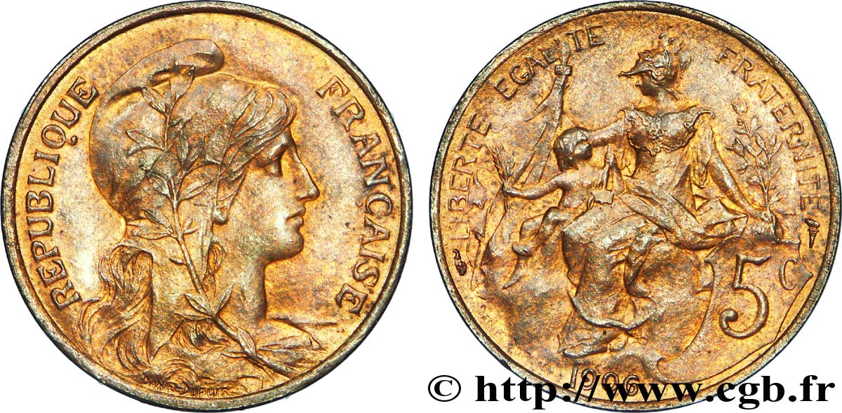 5 centimes Daniel-Dupuis 1906  F.119/16 AU 