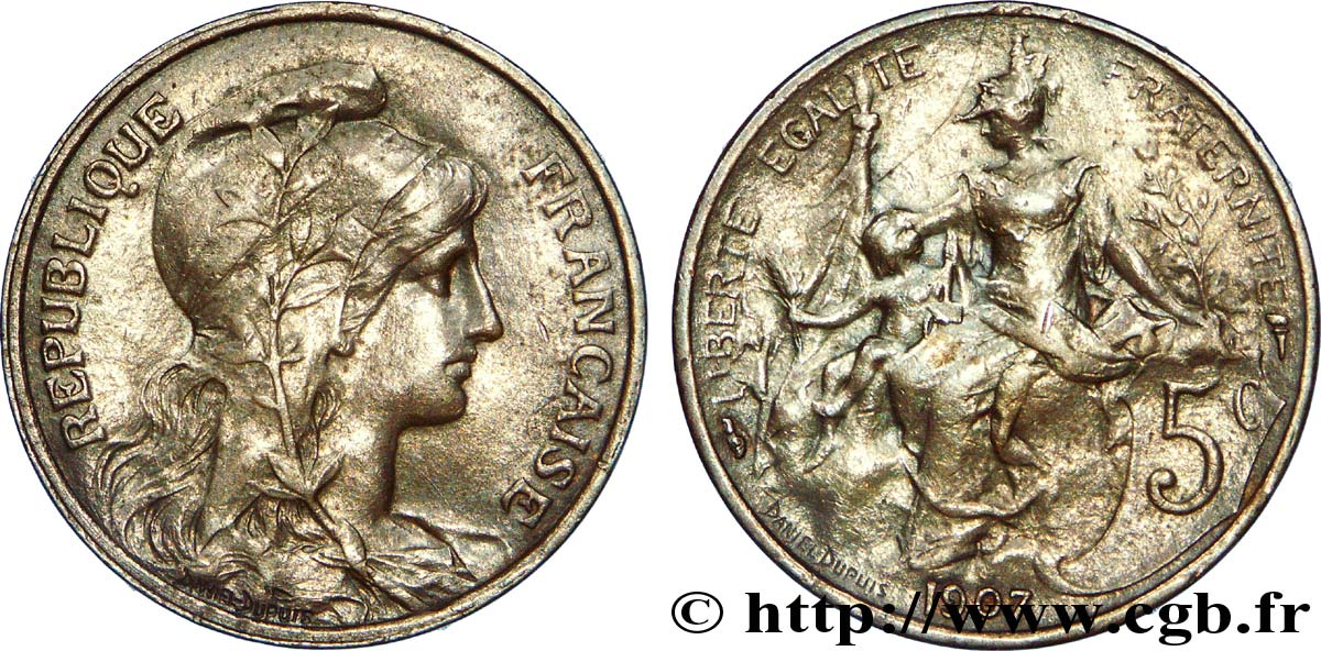 5 centimes Daniel-Dupuis 1907  F.119/17 MBC 