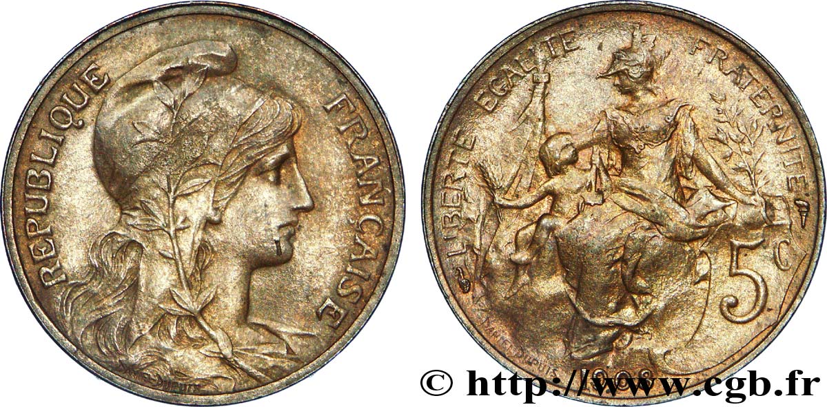 5 centimes Daniel-Dupuis 1908  F.119/19 SPL 