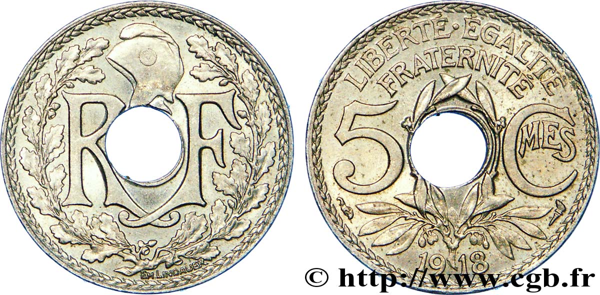 5 centimes Lindauer, grand module 1918  F.121/2 SPL 